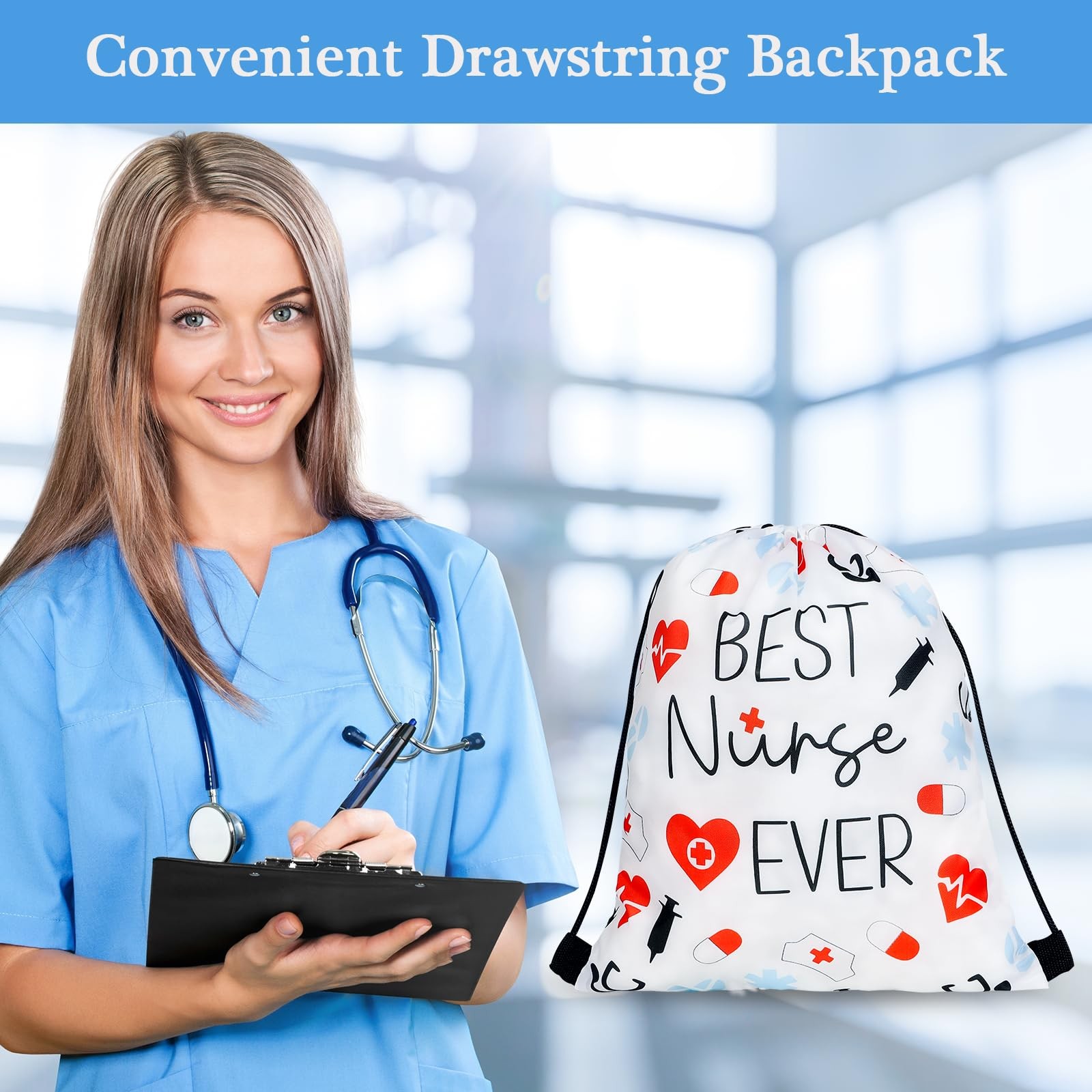 Nurse Gift Drawstring Backpack 12x10in 24 Pieces – Perfect for Appreciation Week
