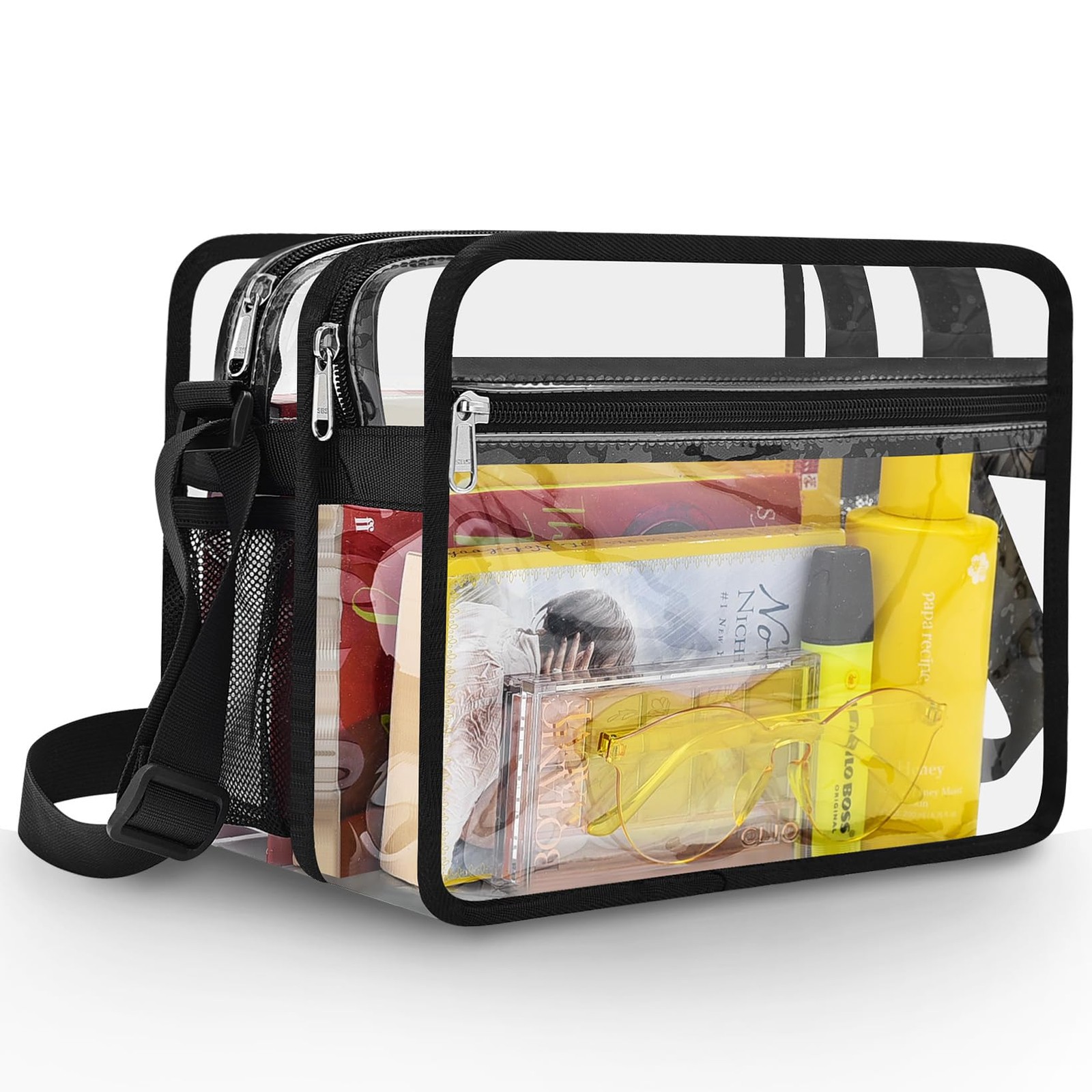 2-Compartment Clear Stadium Messenger Bag for Concerts Games Events