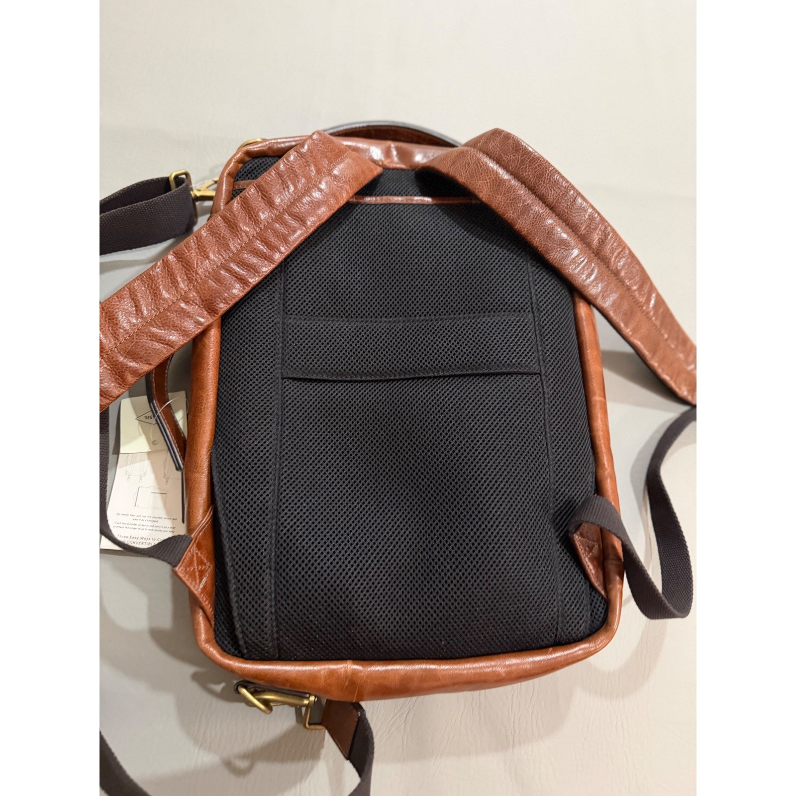 Fossil Buckner Convertible Backpack Briefcase Mens Cognac Leather NWT MBG9520222