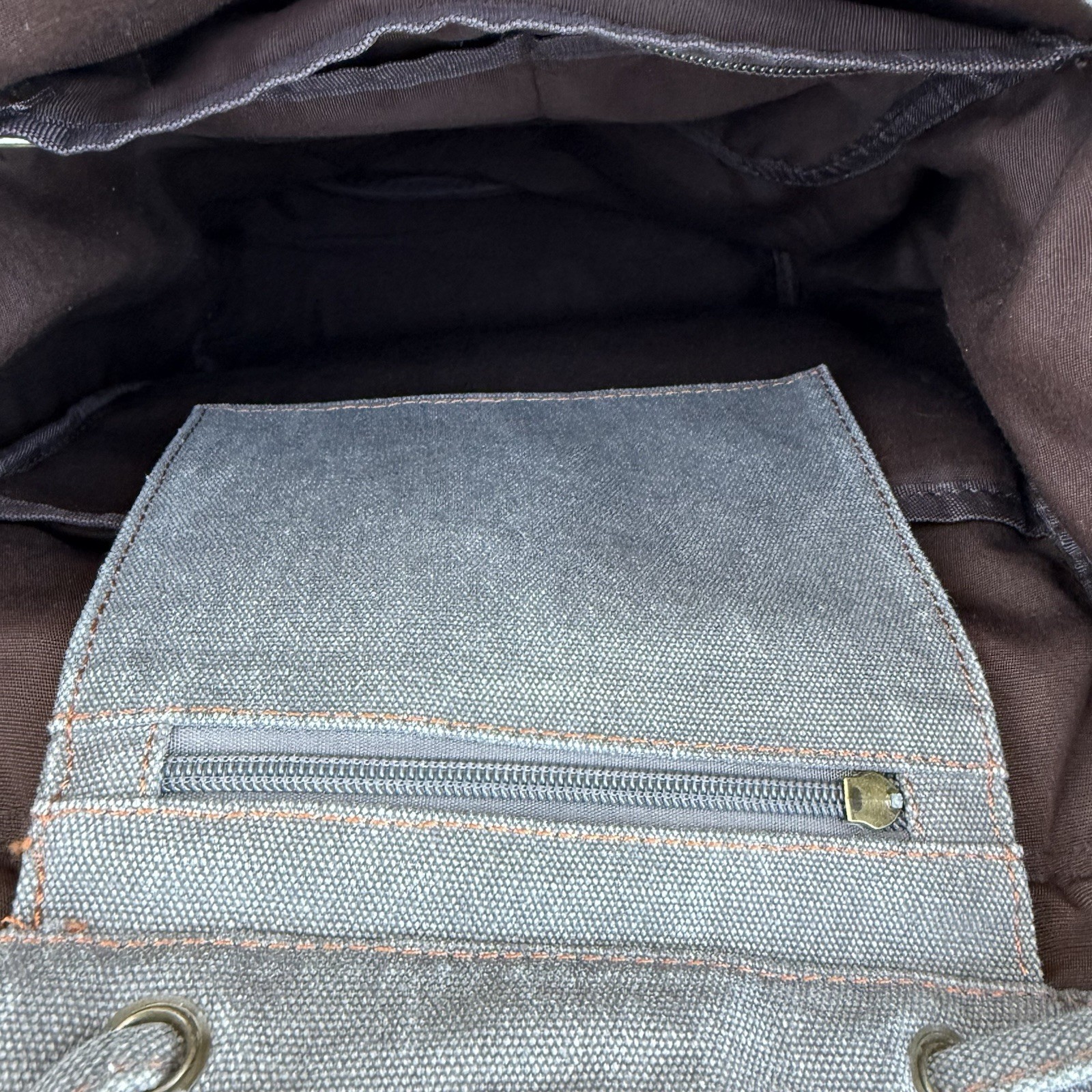 Gearonic Canvas Backpack Rucksack 15×14″ with Leather Trim Drawstring Top