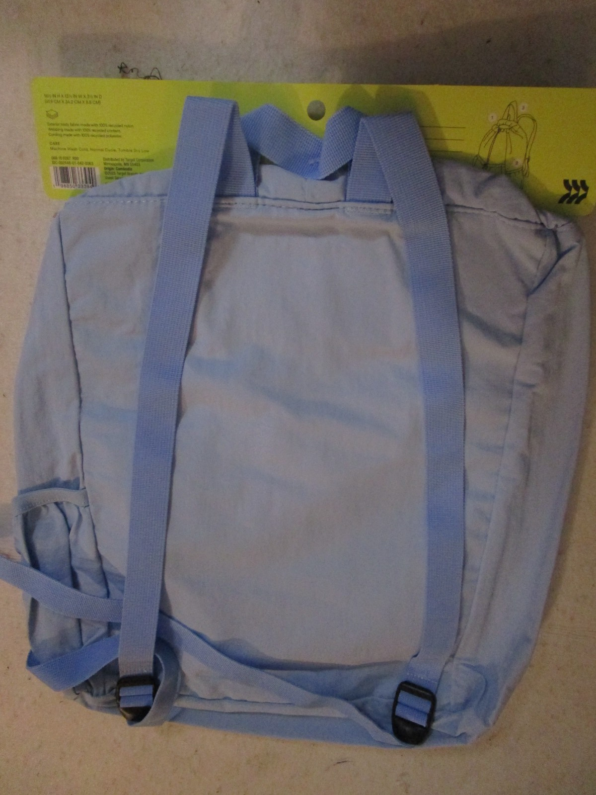 All In Motion 20L Cinch Backpack Adjustable Straps Water Repellent Light Blue