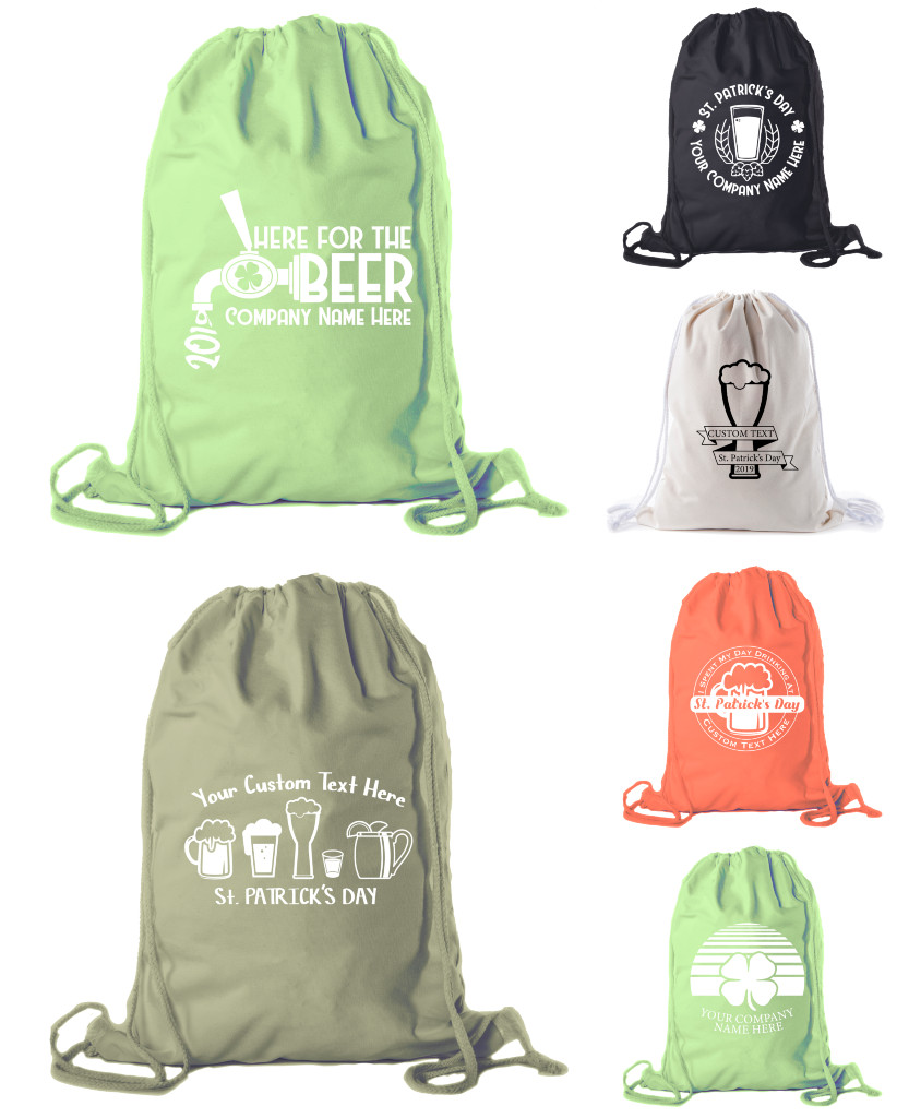 Custom St Patrick’s Day Backpack Personalized Drawstring Bags, Gift bag