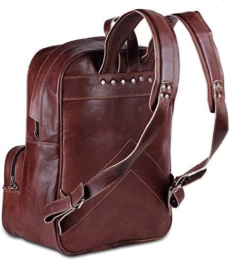 Handmade Men’s Leather Backpack Laptop Bag Brown Rucksack Travel School Daypack