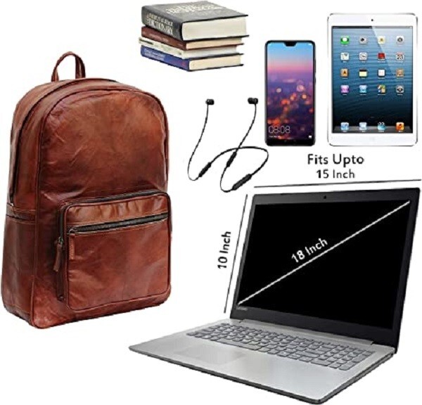 Brown Leather Backpack Multi Pockets – Laptop Bag for Men Women PL1-1.13