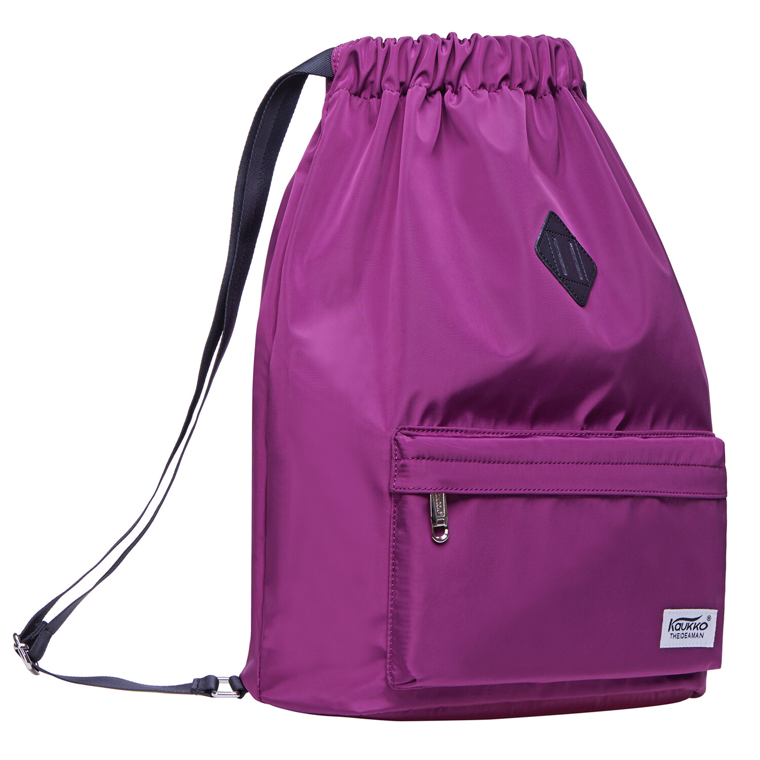 KAUKKO Water-proof Solid Color Nylon Drawstring Backpack Swimming Gym Sports Bag