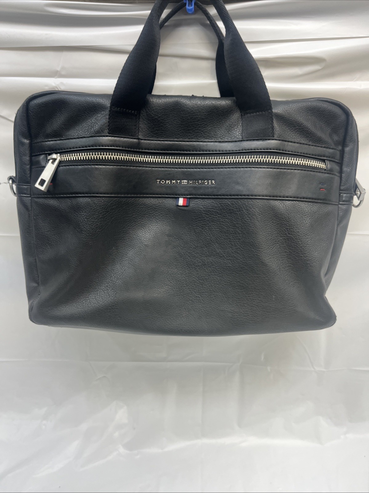 Tommy Hilfiger Pebbled Texture Faux Leather Mens Briefcase Black