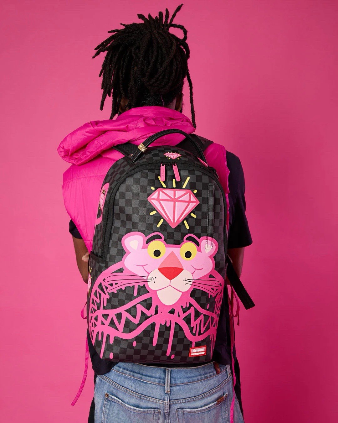 SPRAYGROUND LIMITED EDITION BACKPACK PINK PANTHER DIAMONDS SHARK DRIPPY BLACK