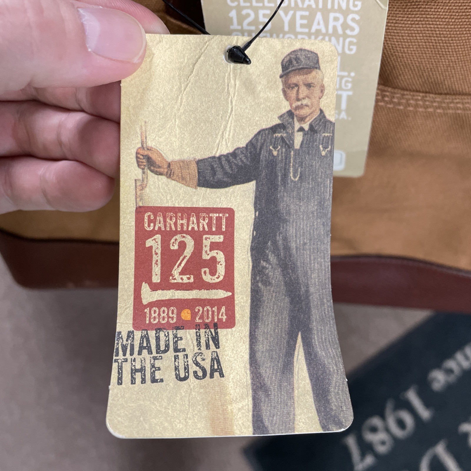 Carhartt Bag Made In USA 125th Anniversary Duffel Duck Leather Brass 18×10.5×10”