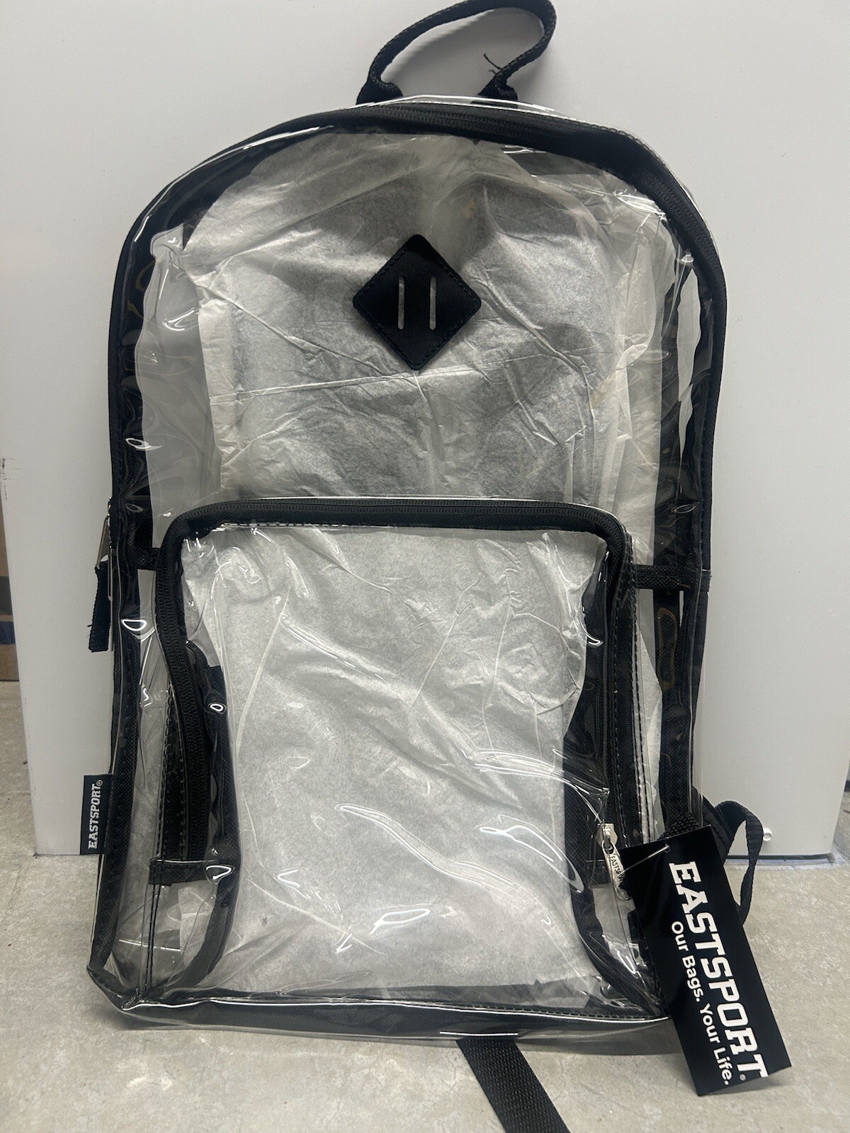 Eastsport Unisex Clear Backpack Front Pocket Adjustable Straps Stadium Approved
