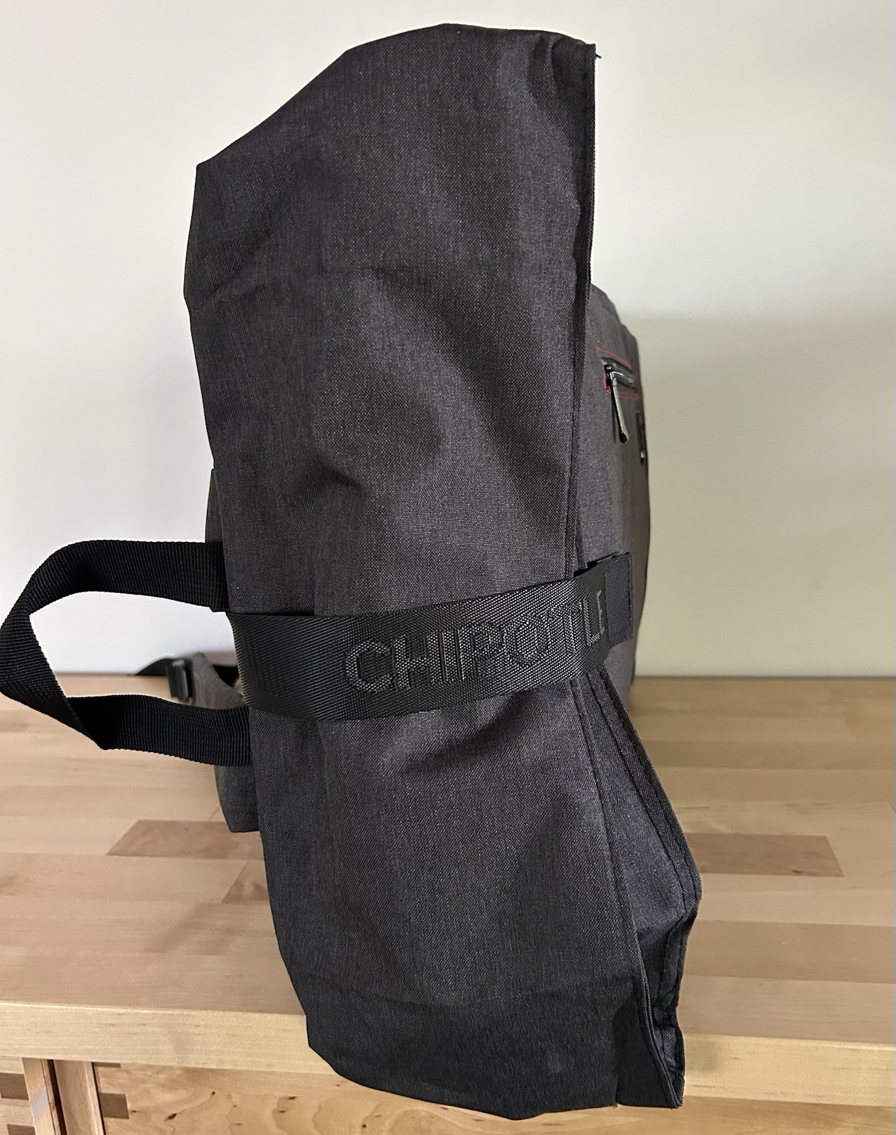 Chipotle Roll Top Backpack Limited Edition Gray Employee Gift Spell Out Fastfood