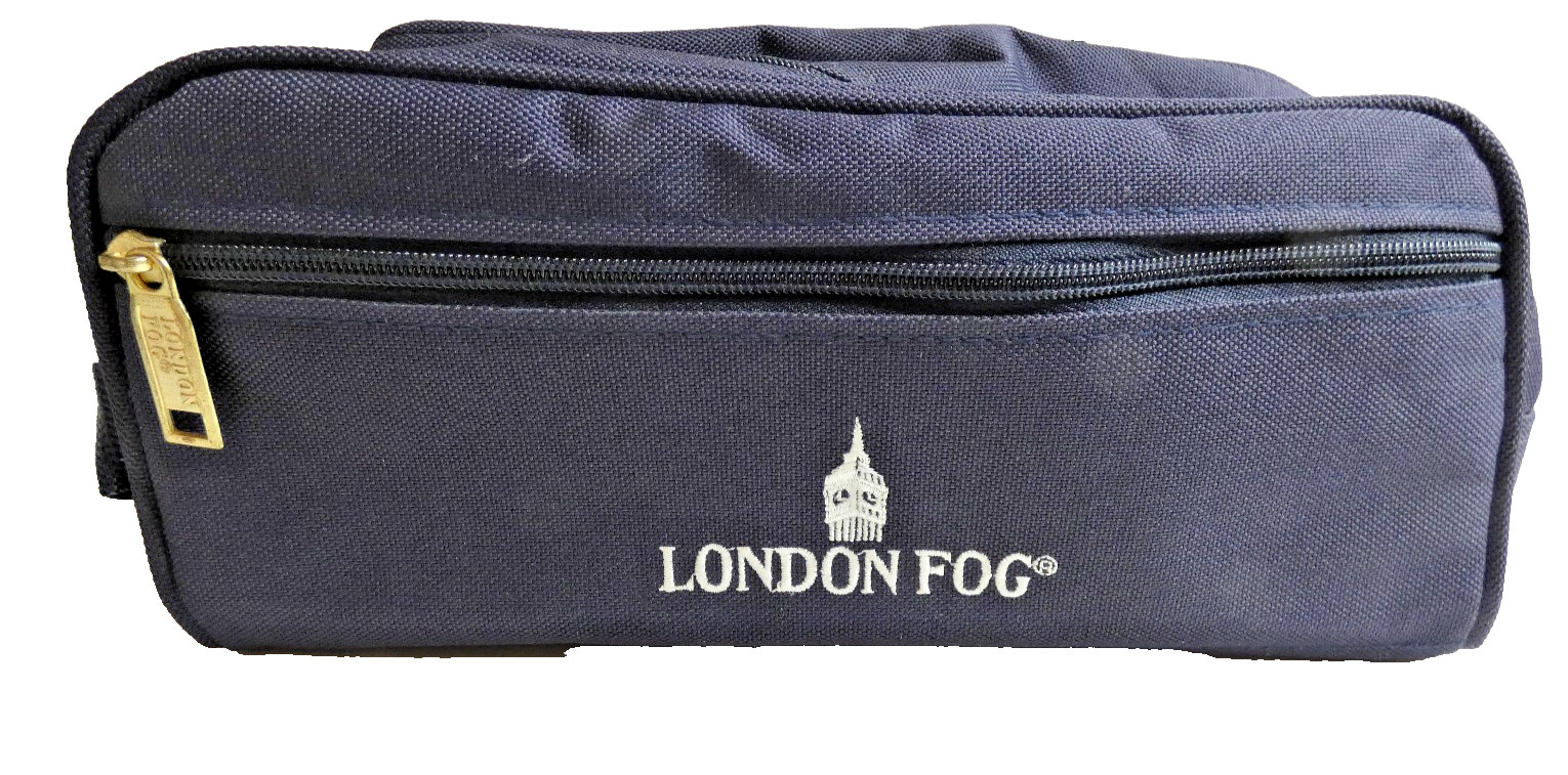 London Fog Mens Travel Kit Navy Bag Toiletry Canvas Case Luggage