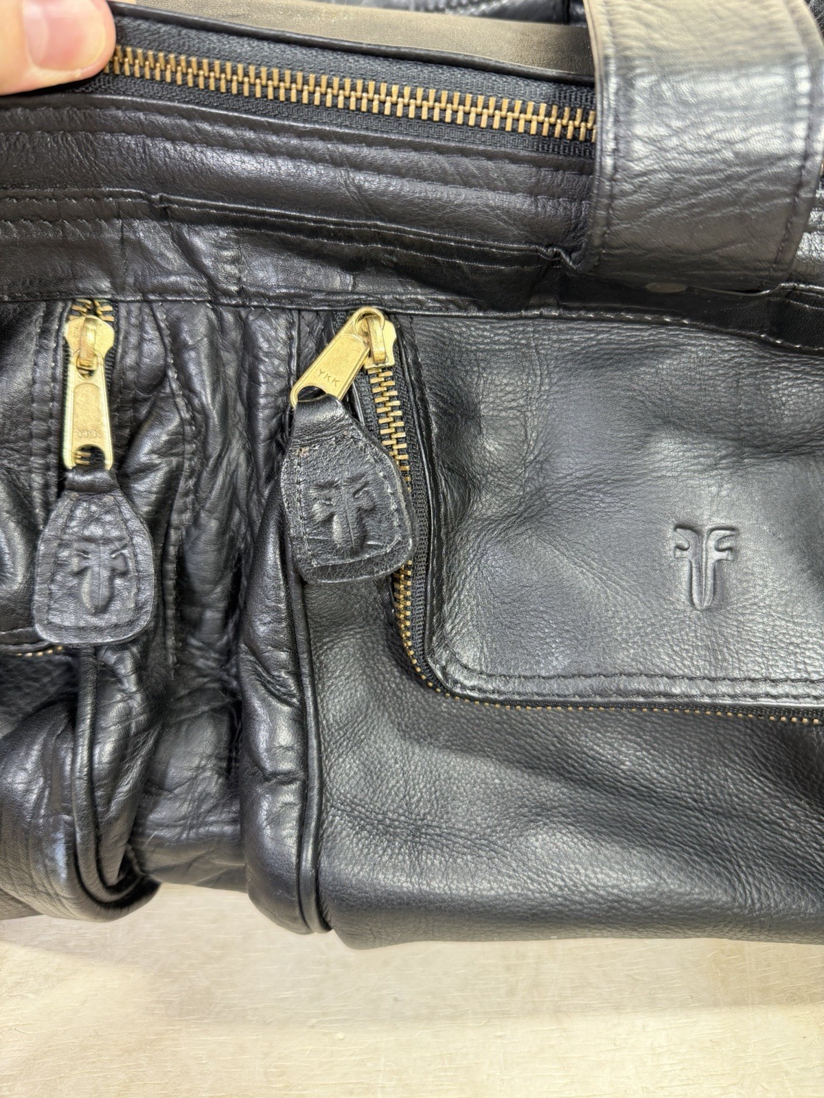Frye Leather Duffle Bag- Black – Style 102 Benchcrafted Cross Body Strap -Duffel