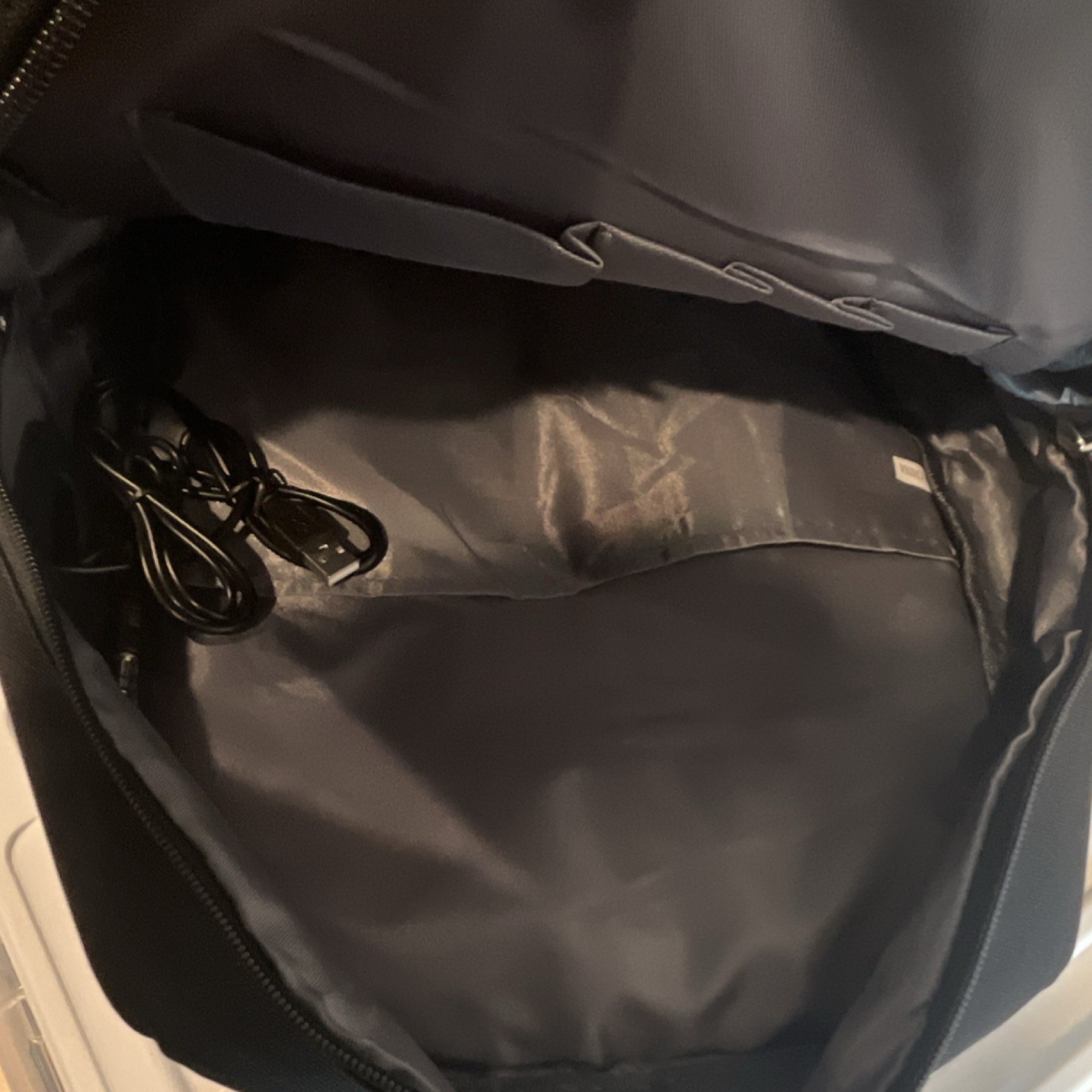 Bevalsa Black White Pink Backpack with USB Port, Audio Pocket, Adjustable Straps