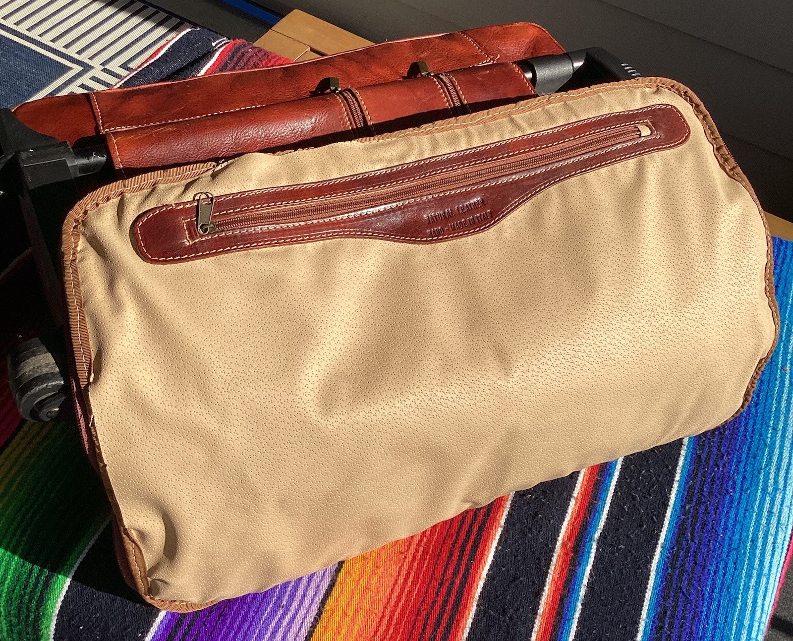 Vintage THE BRIDGE Leather Rolling Trolley Bag Distressed Hand Made In Italy