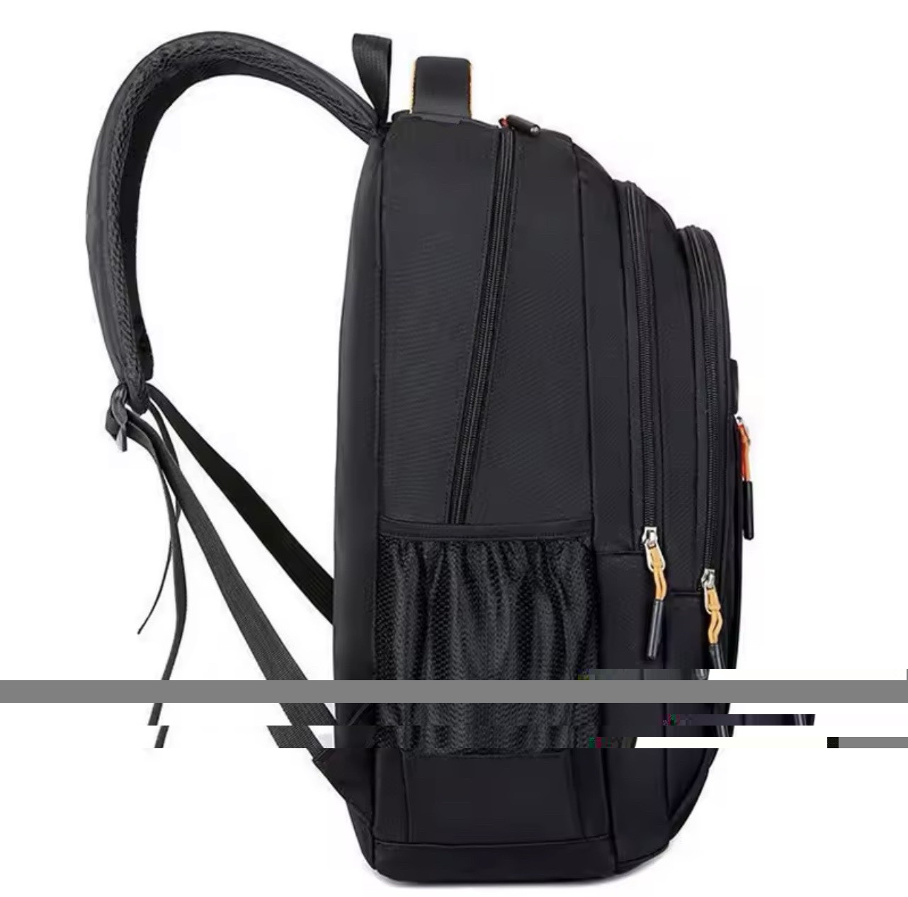SPORT Black/Orange Backpack Zip Reflective Padded Straps Bottle Pocket