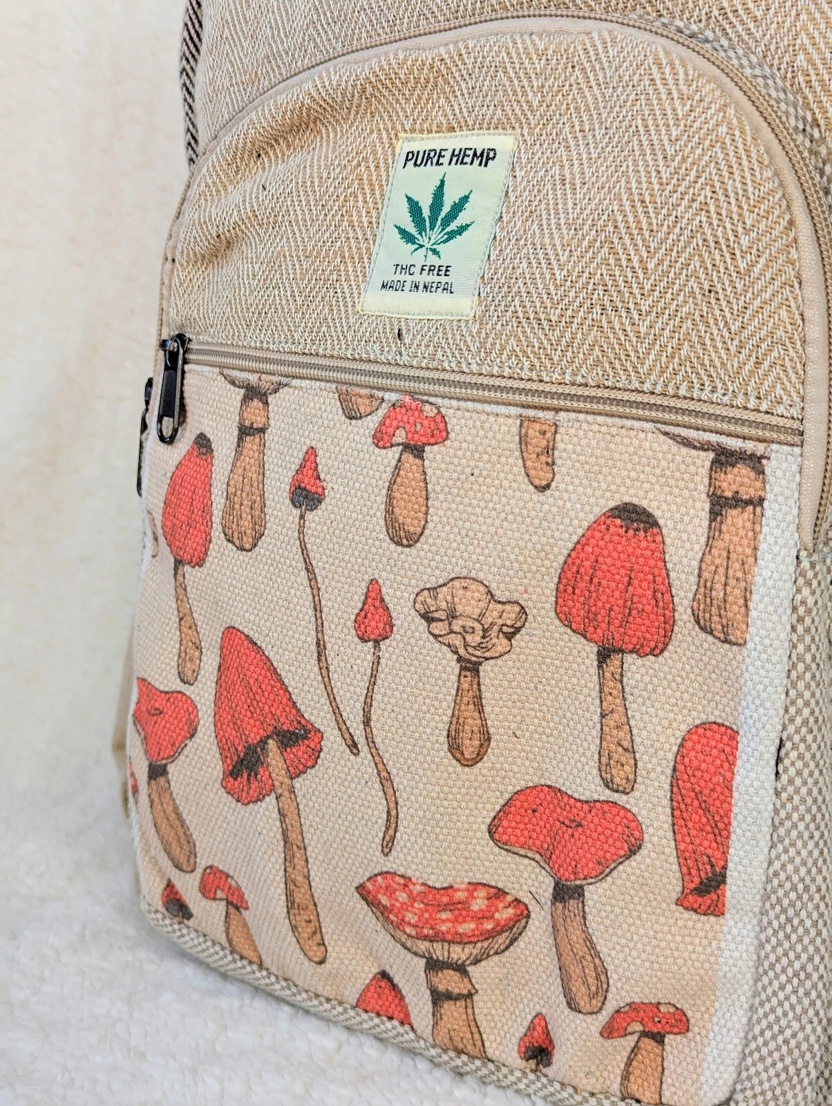Handmade Hemp Backpack Nepal Boho Bag Laptop Hiking Travel Eco Unisex Gift Bag