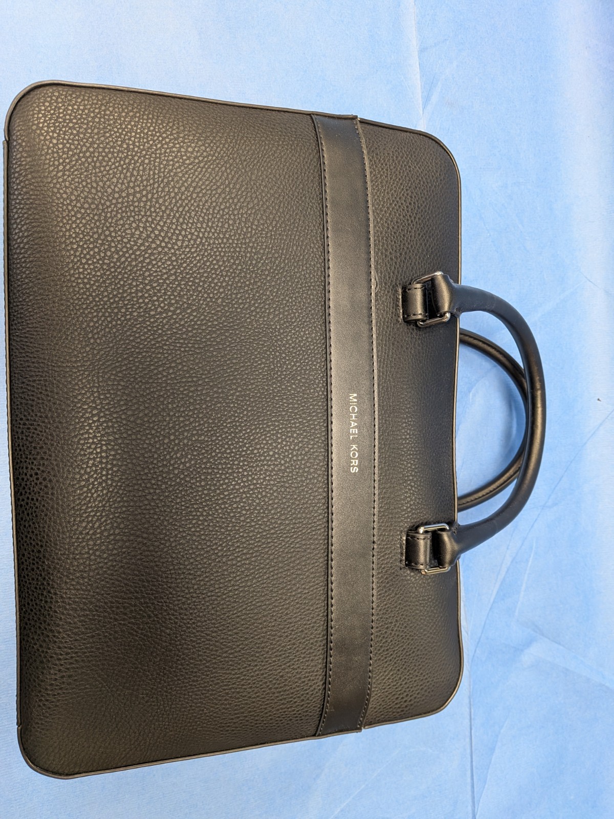 MICHAEL KORS Mens Mason Explorer Leather Laptop Briefcase Black Shoulder Strap