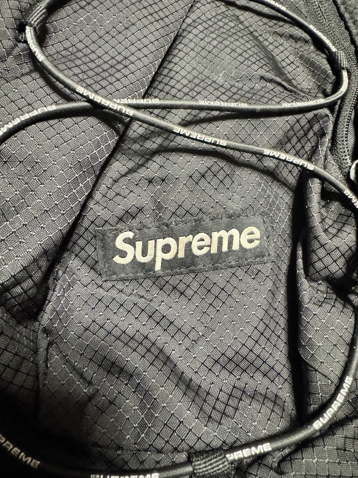 Supreme Sling Bag Black SS22, Adjustable Crossbody Sling Bag, Zippered Pockets.