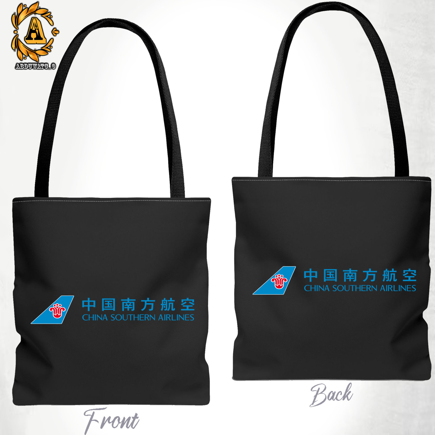 China Southern Airlines Logo Tote Bag Size 13″x13″ 16″x16″ Black/White