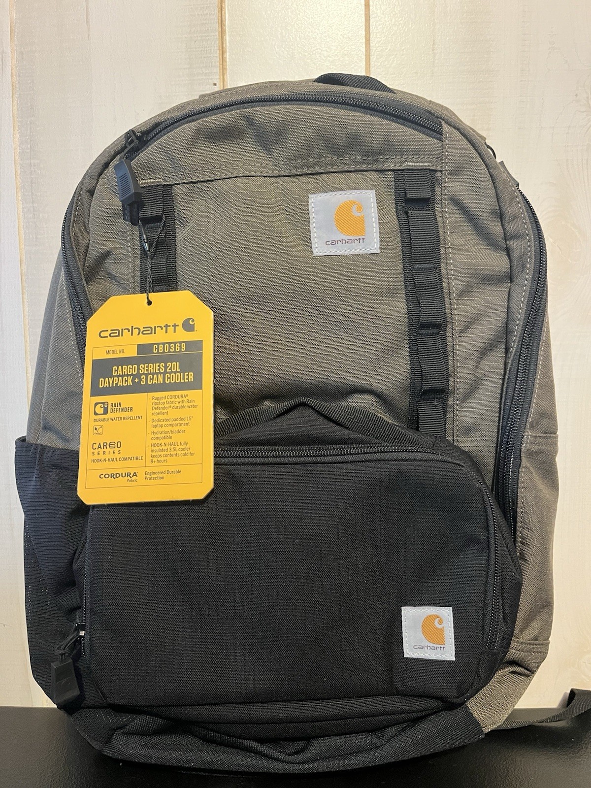 Carhartt Cargo Series 20L + 3 Can Cooler Water Repellent Grey/Black Outdoor Pack