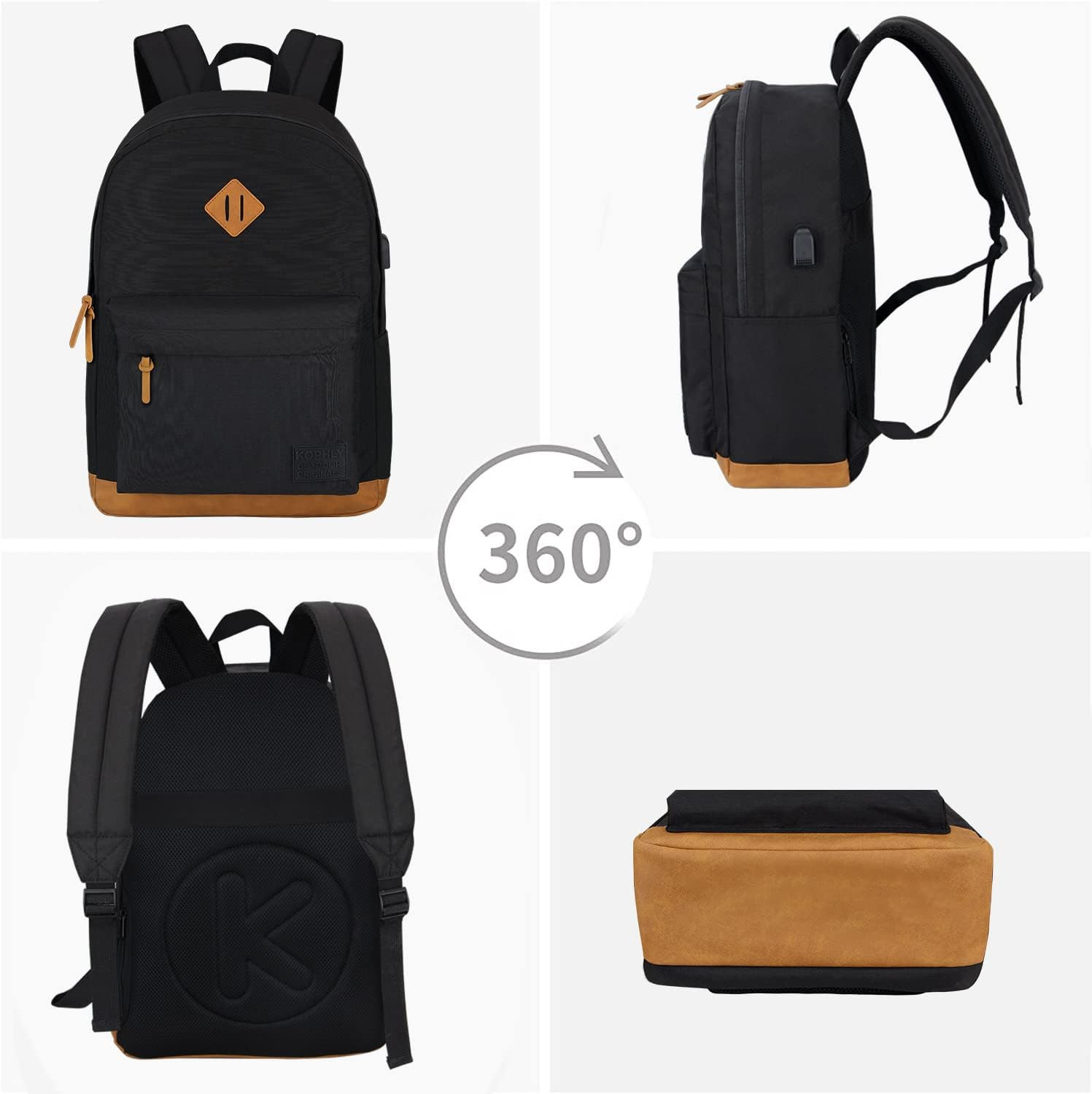 Large Travel Laptop Backpack with USB Charging Port for Men and Women, Classic S