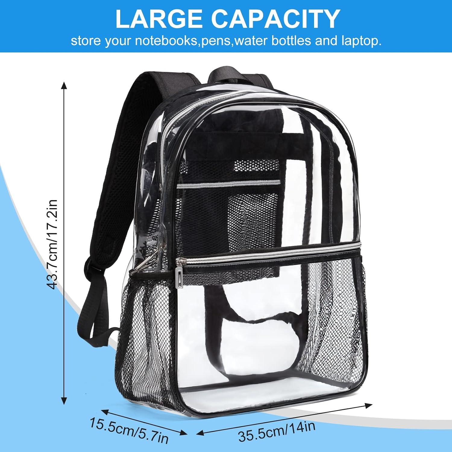 Clear Backpack Heavy Duty Large TPU Transparent Backpacks See Through Backpacks