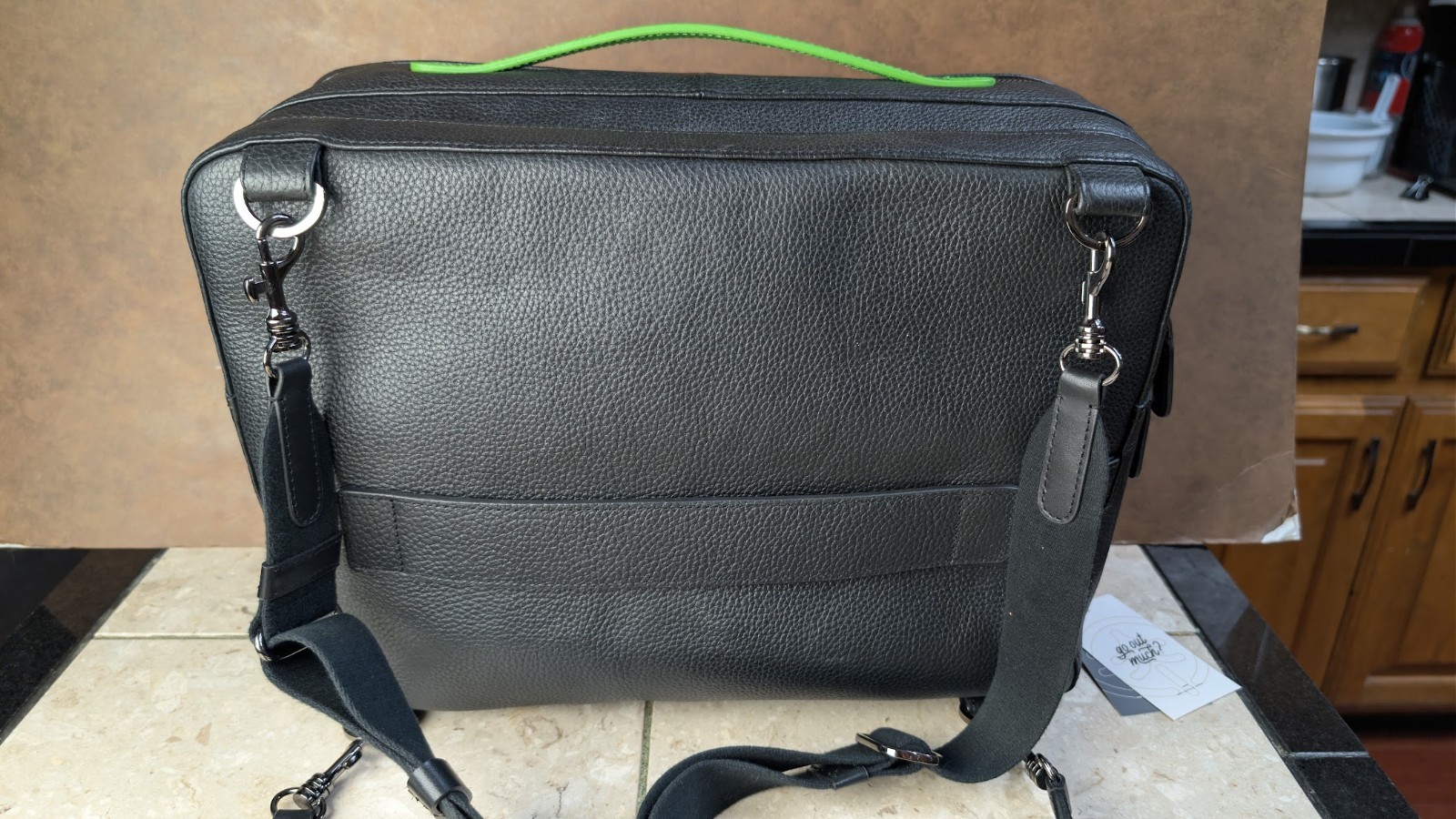 Outback World Leather Backpack/Briefcase Black NEW