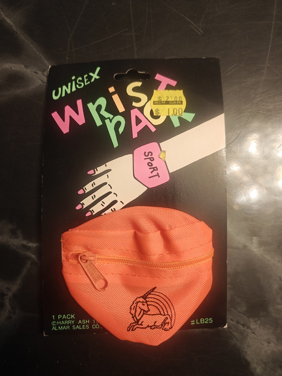 Vintage Unisex Wrist Pack Sport Bag Unicorn Orange