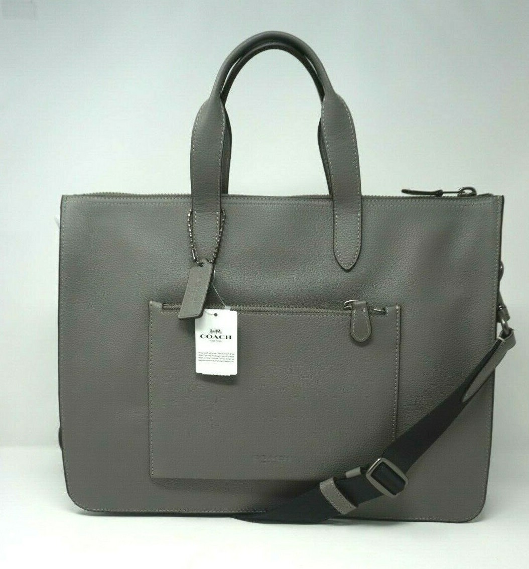 Coach Men’s Metropolitan Pebble Leather Heather Grey Soft Briefcase 32249
