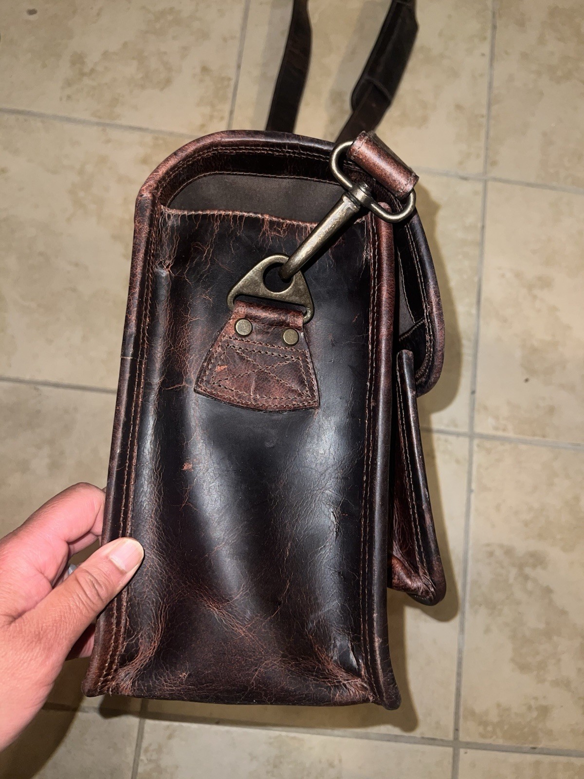 Buffalo Jackson Trading Co. Brown Leather Messenger Bag Men Used Condition
