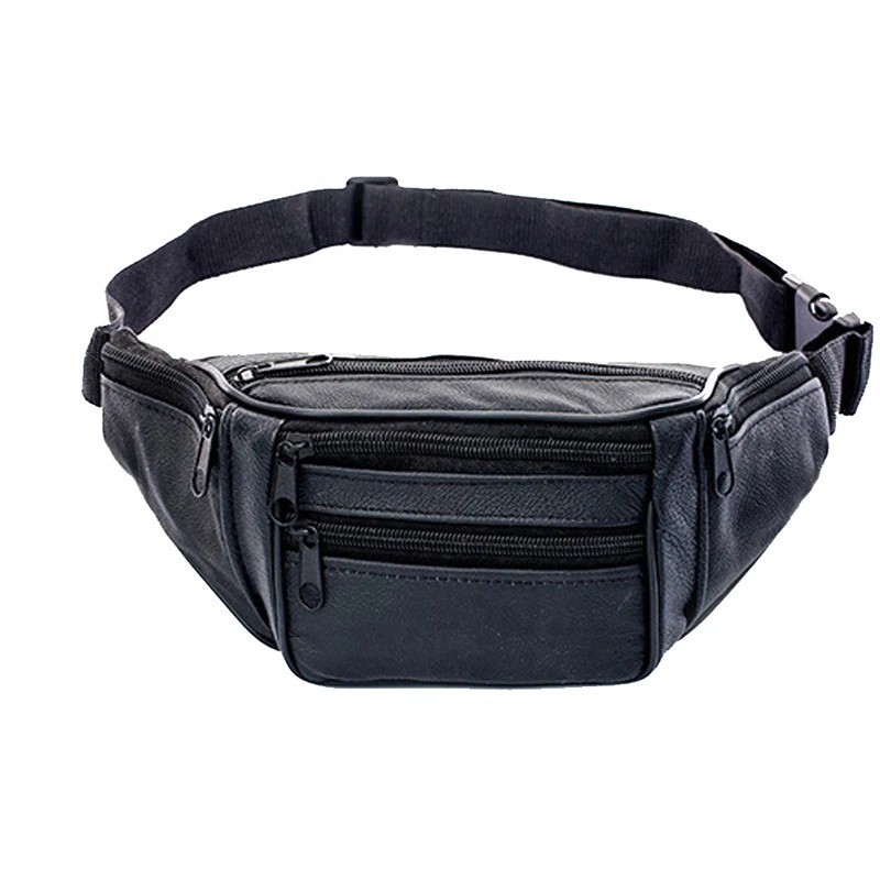 Genuine Leather Waist Bum Bag Travel Money Belt Zip Document Pouch