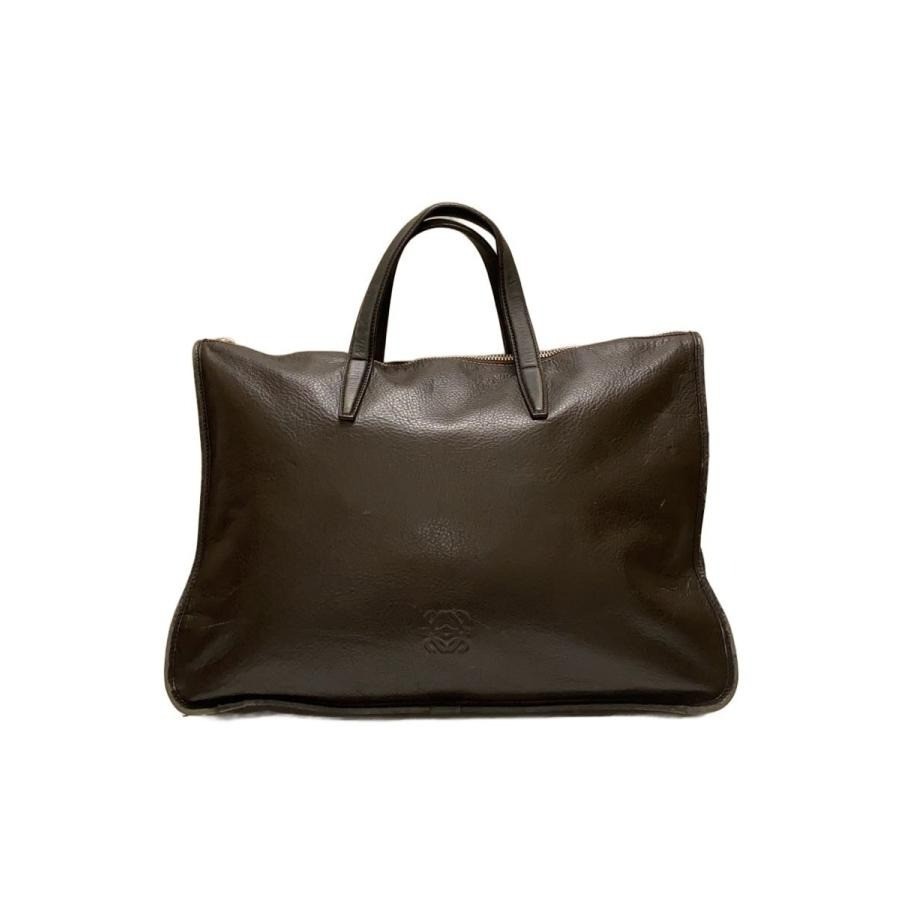 Authentic LOEWE Anagram Handbag Top Handle Bag Dark Brown Leather Men’s Solid