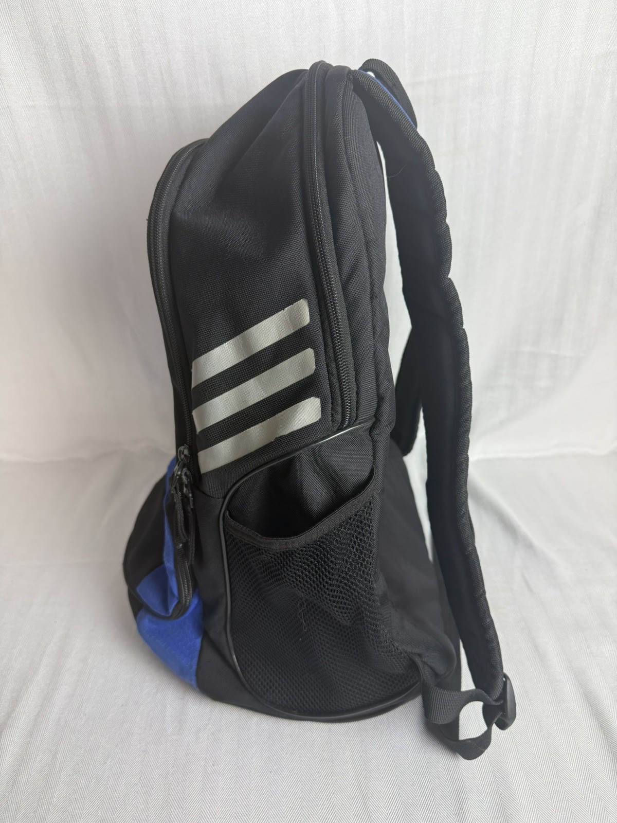 adidas Blue/Black 3-Stripes Backpack Zip, Medium, Adjustable Padded Straps