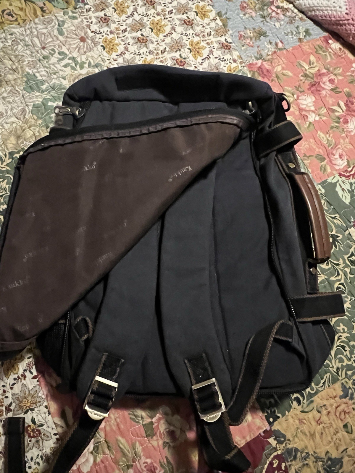 Kaukko Backpack Laptop Combo Canvas With Leatherlike Trim Carry on Travel Bag
