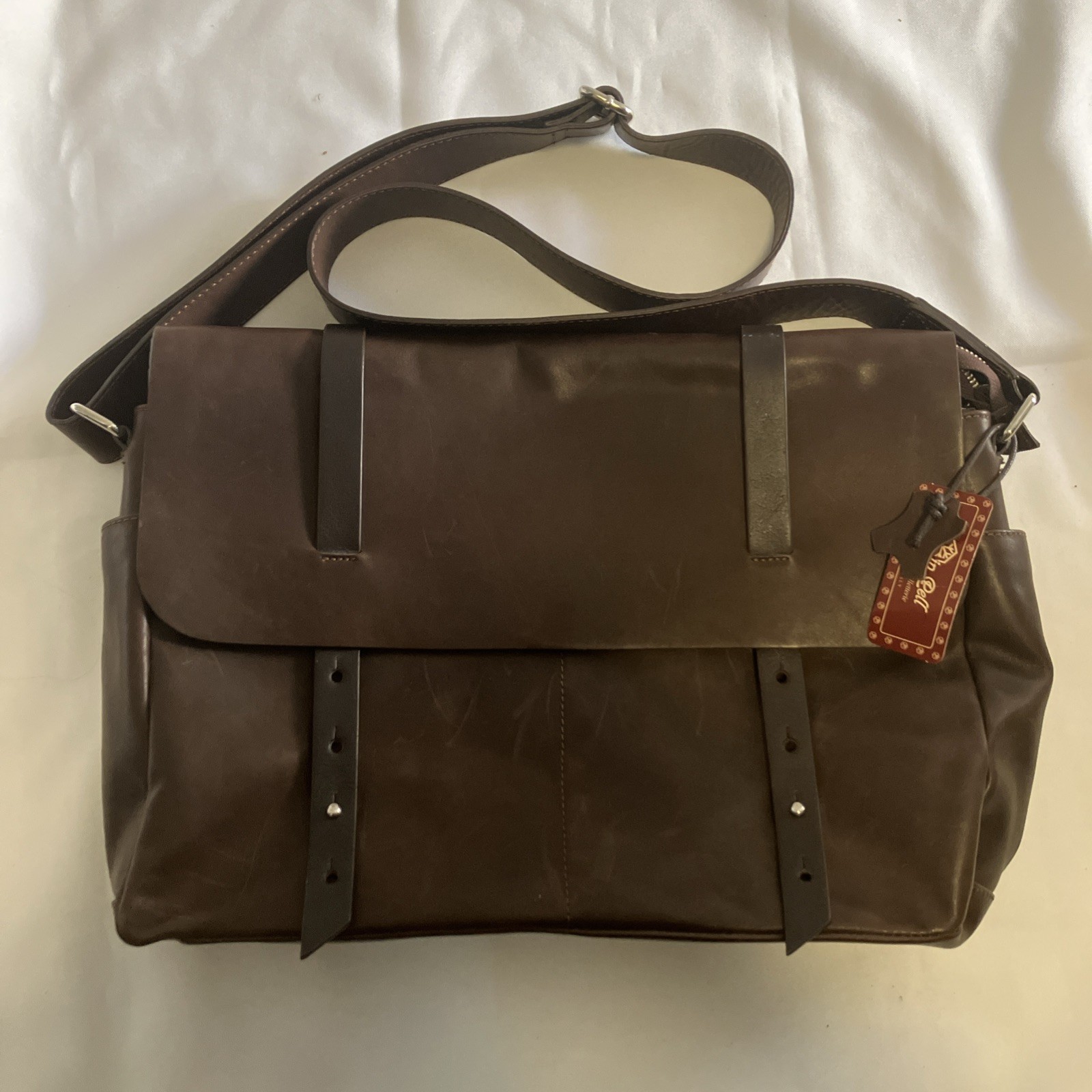 Valentina Made In Italy Brown Messenger Bag Brand New With Tags 14in x 12in x 3