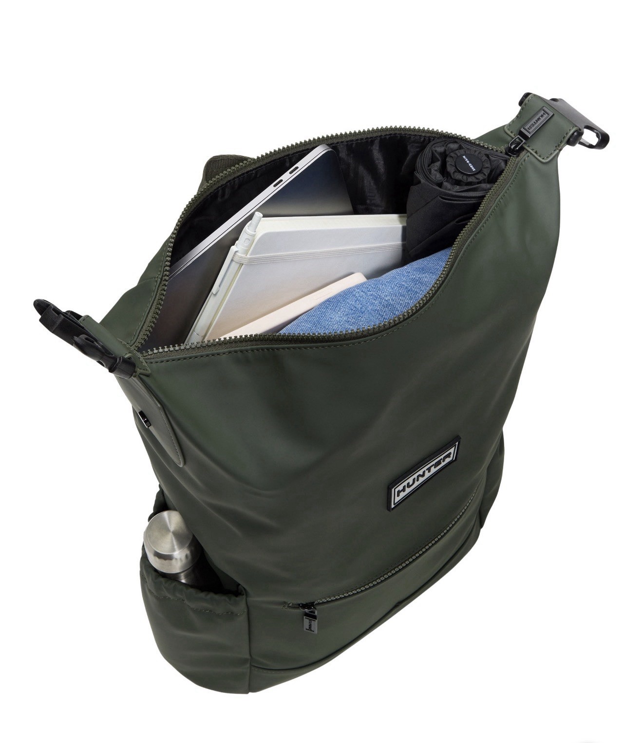 NEW Hunter Waterproof Backpack Green Rolltop Laptop Bag 14″ Minimalist, Pockets
