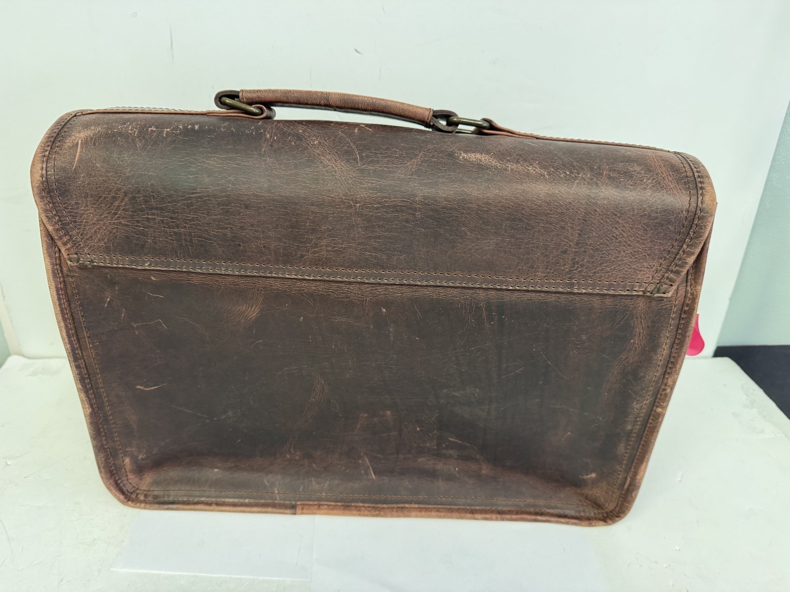 Buffalo Jackson Trading Roosevelt Leather Briefcase Dark Oak Brown Bag NO LOGO