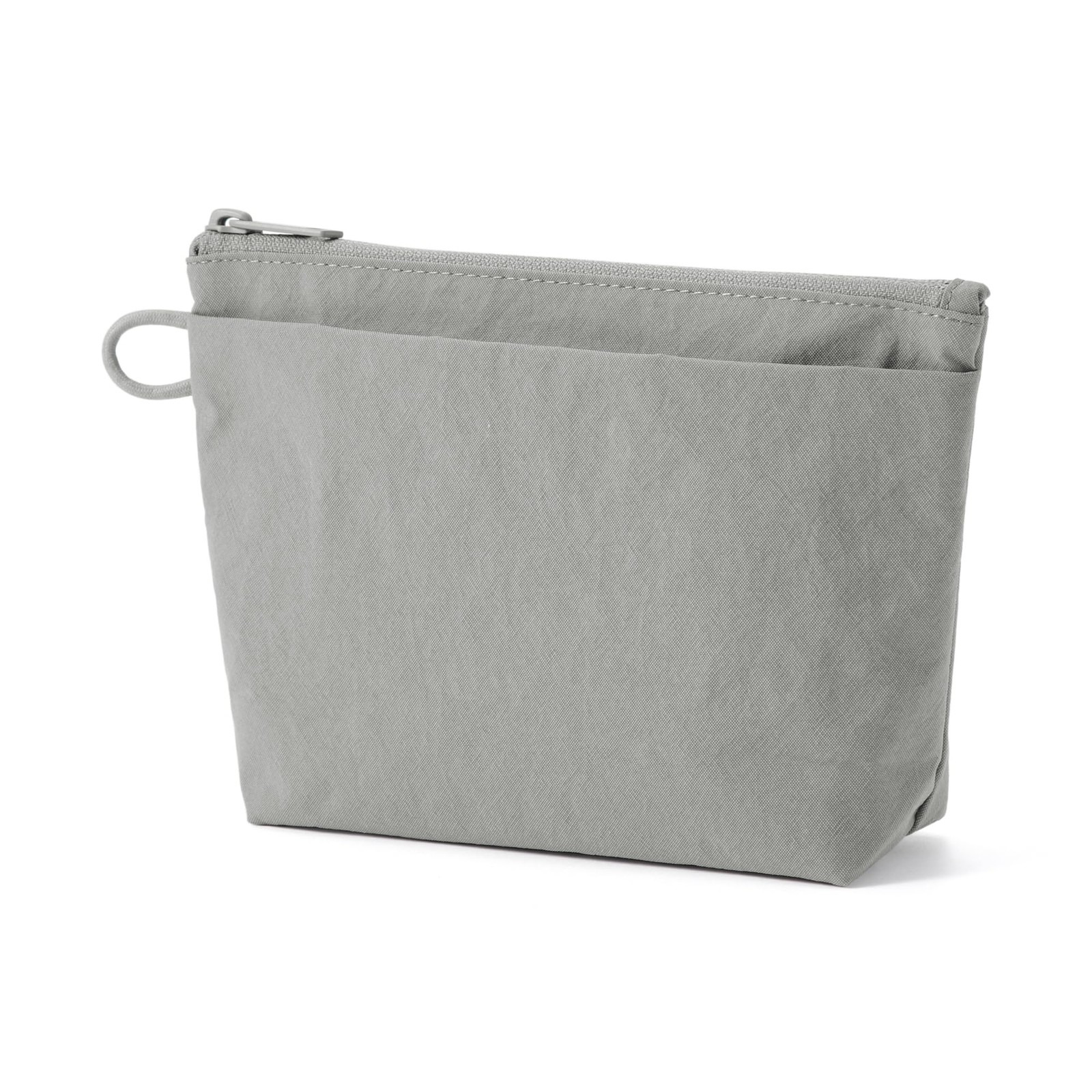 Wrinkle nylon gusseted pouch, gray, M, approx. 21 x 13.5 x 6 cm, 84475689