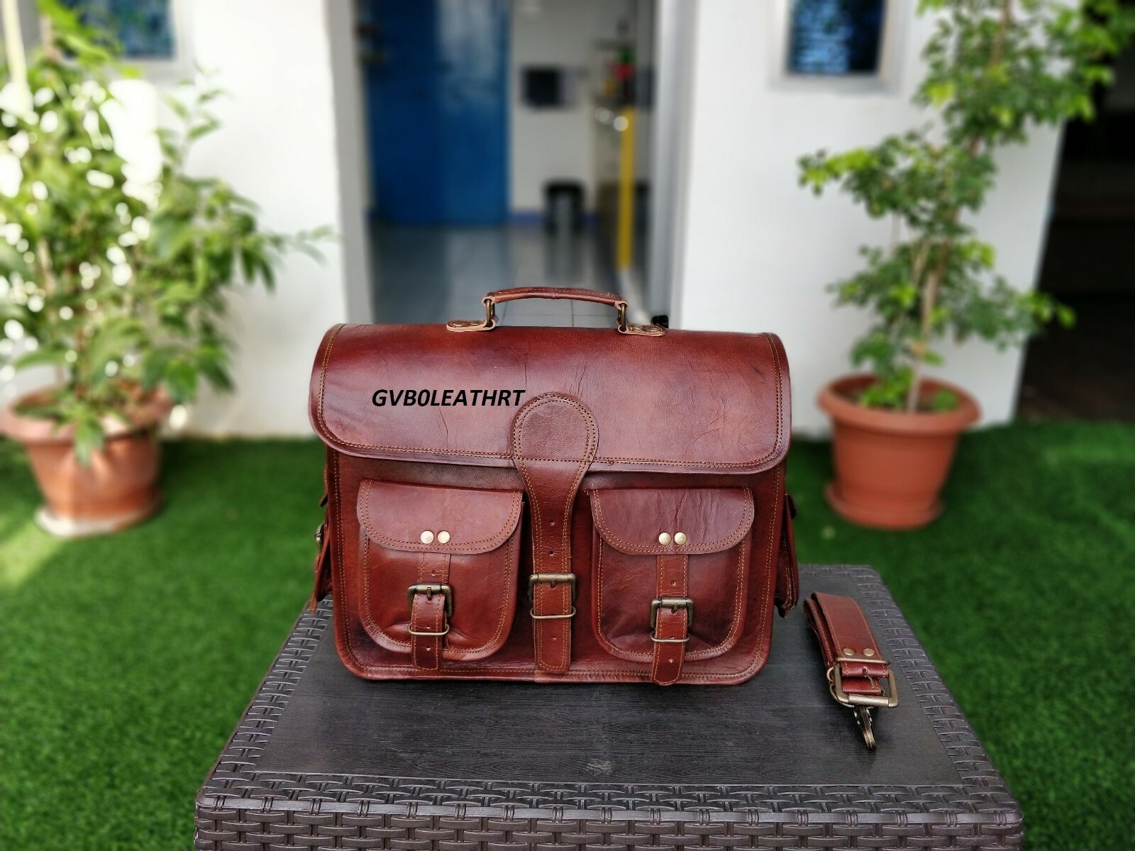 Men Genuine Leather Briefcase Messenger Shoulder Bag Fit All Laptop Case Attache