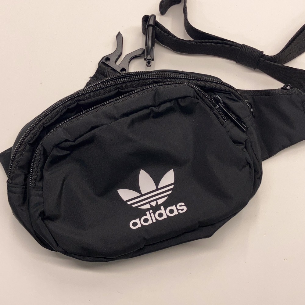 Adidas recycled polyester black padded hip Crossbody small zippered bag