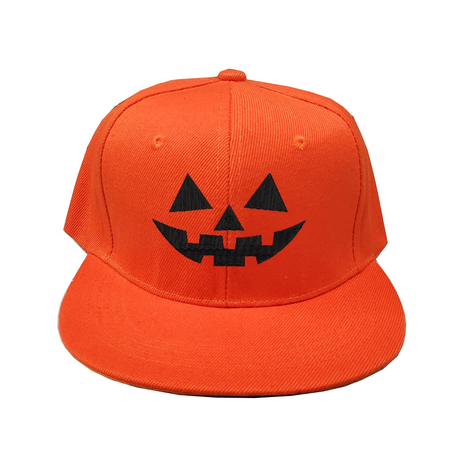 Pumpkin face embroidered orange flat bill snapback cap, Halloween cap – orange