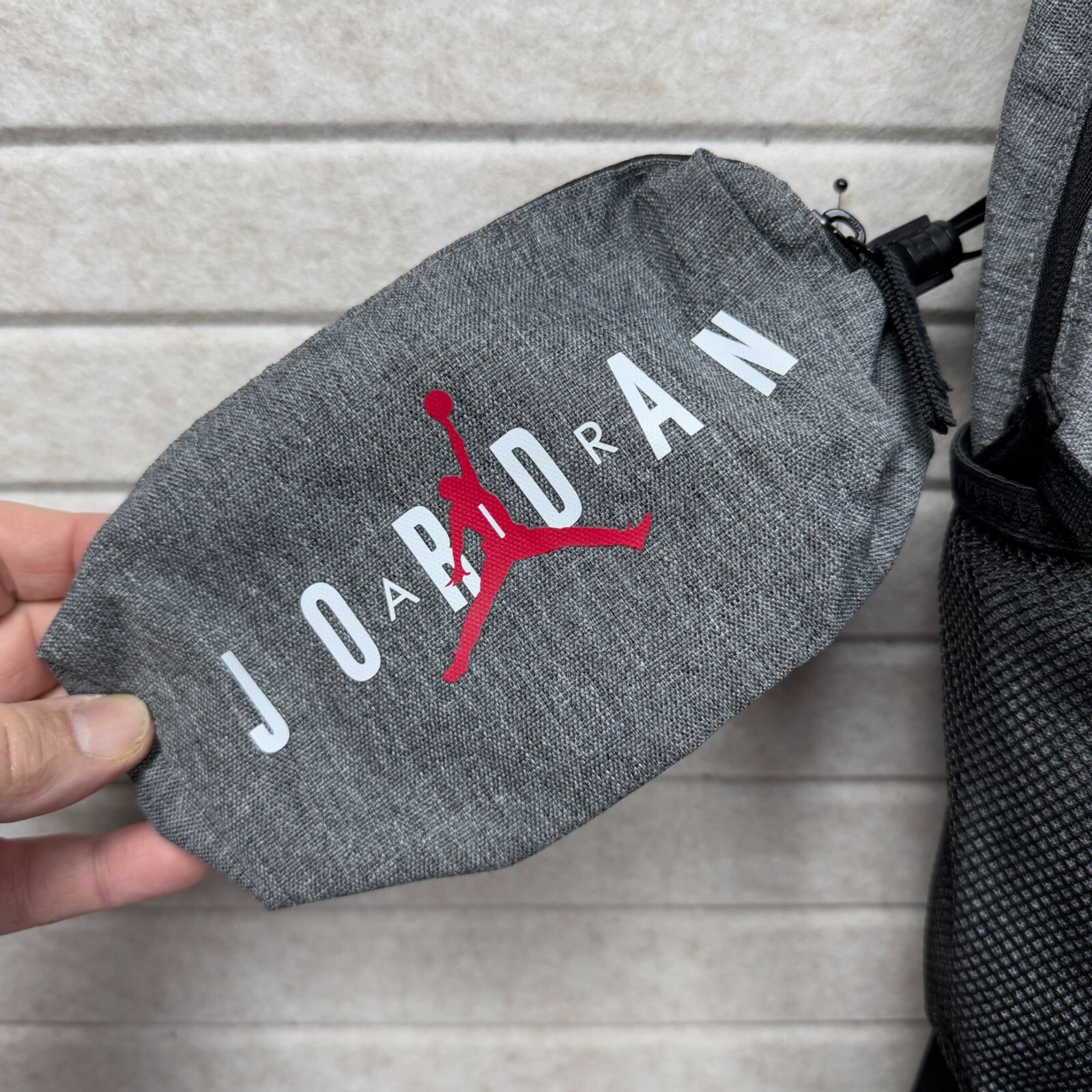 Air Jordan Backpack Adjustable Straps Detachable Pencil Pouch Gray Red
