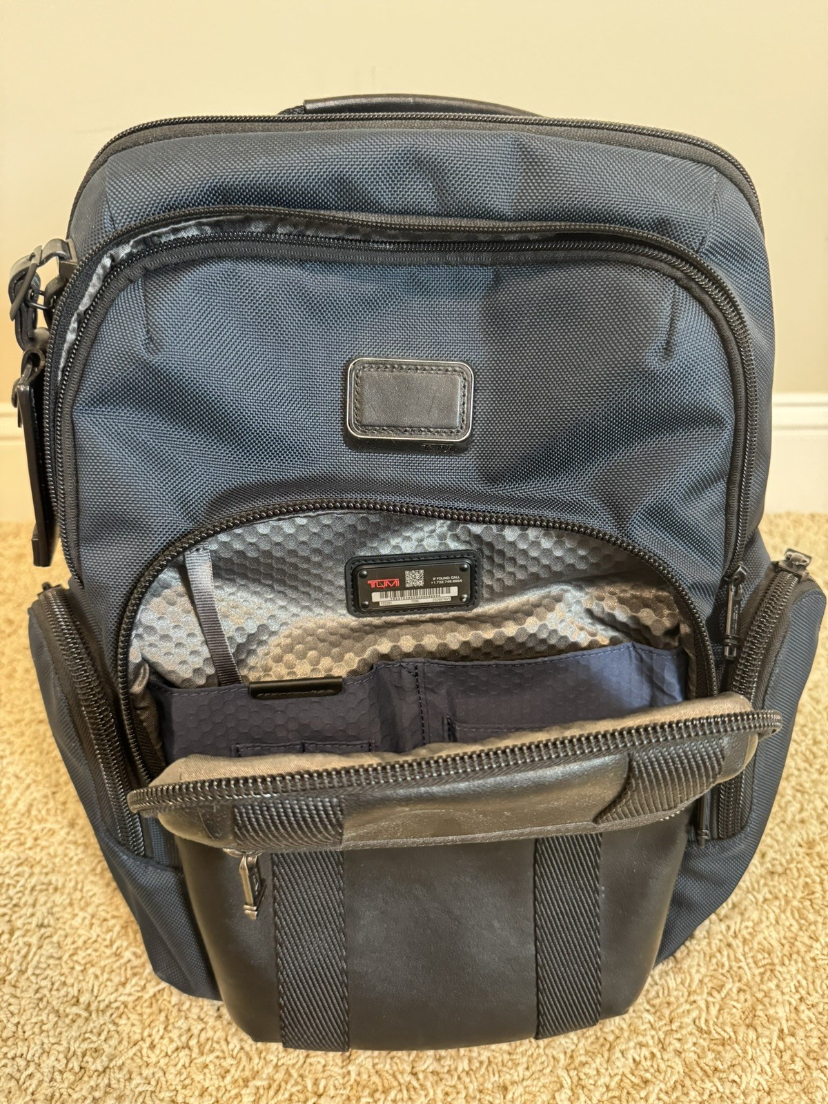 Tumi Alpha Bravo Nellis Backpack Navy/Black Leather Nylon