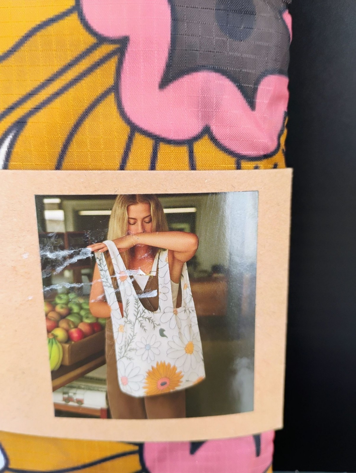 Thread Reusable Self-Packing Market Tote Daisy Print Eco-Friendly
