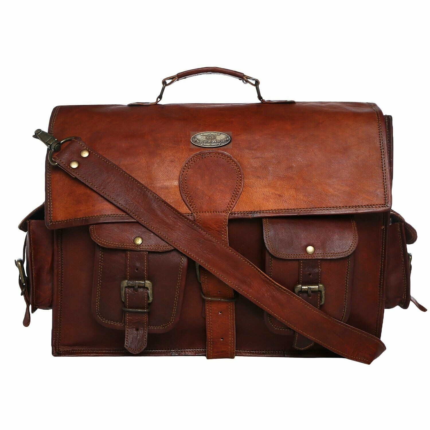 18″ Men’s Vintage GVB Retro Classic Leather Messenger Crossbody Shoulder Bag