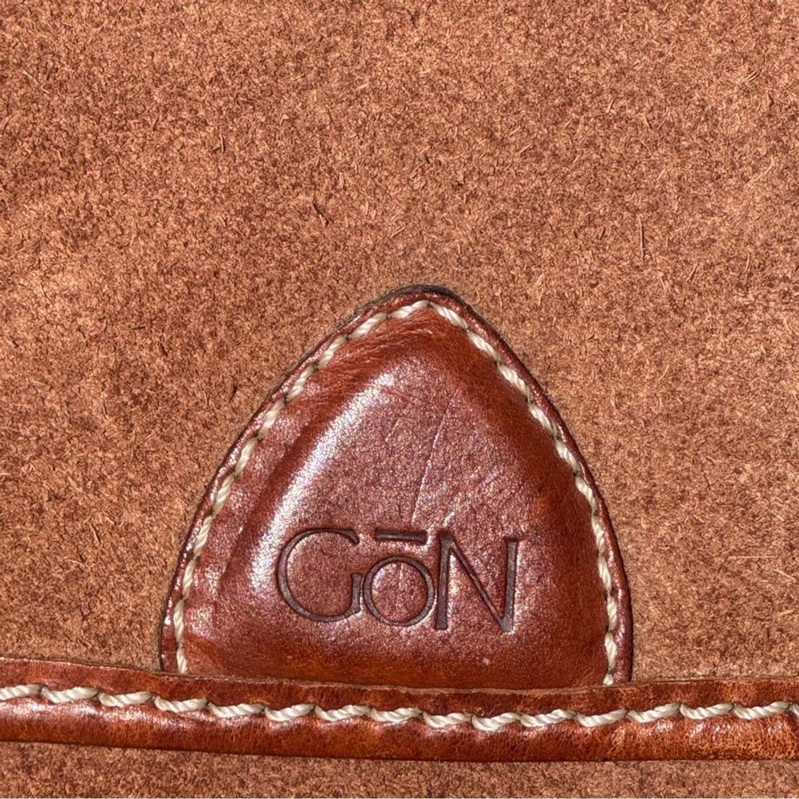 GoN Vintage Leather Suede Briefcase Messenger Bag Brown Plaid Lined 17”