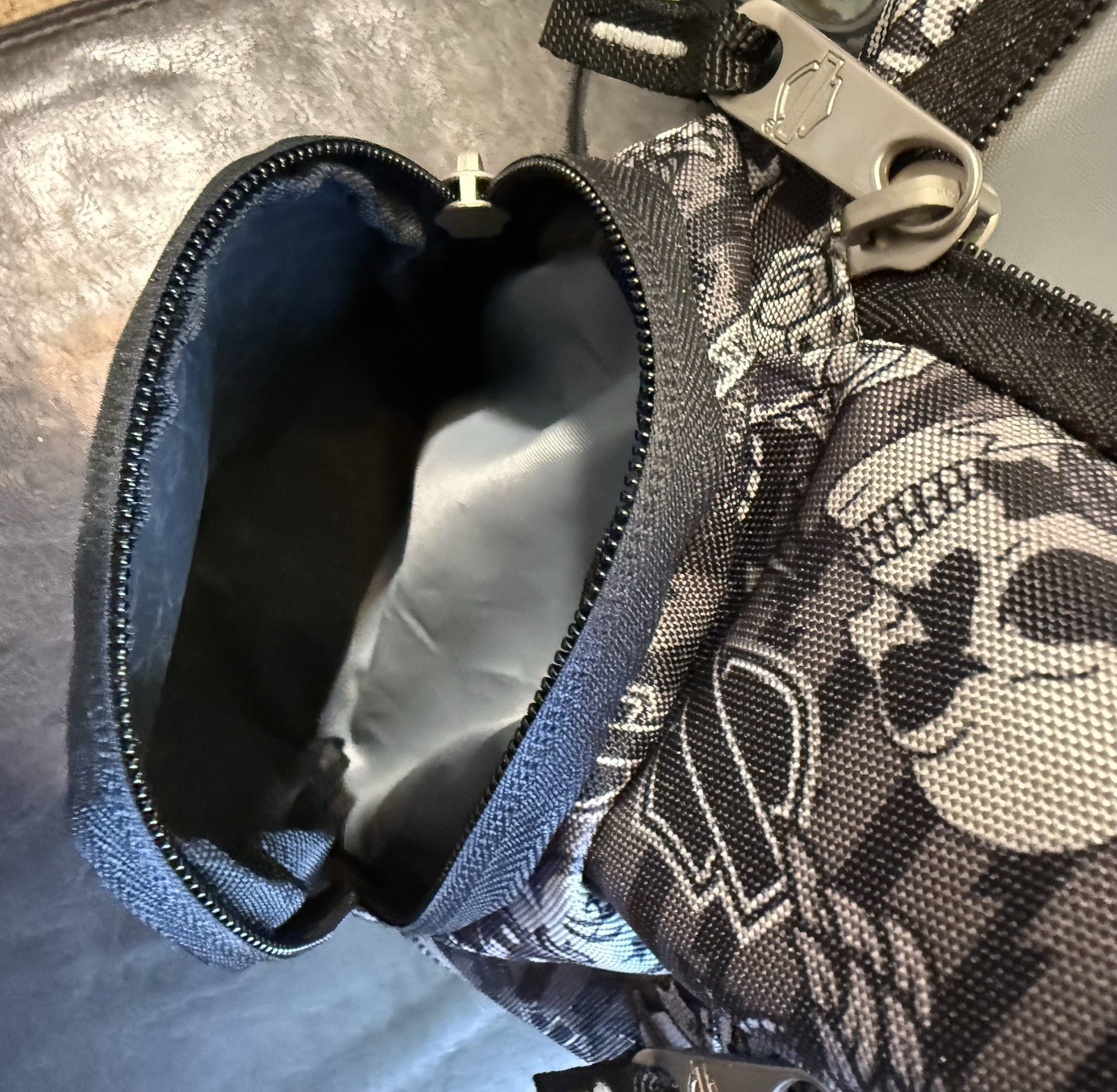 Harley-Davidson Skull Pattern Backpack, Black Adjustable Strap Organizer EUC