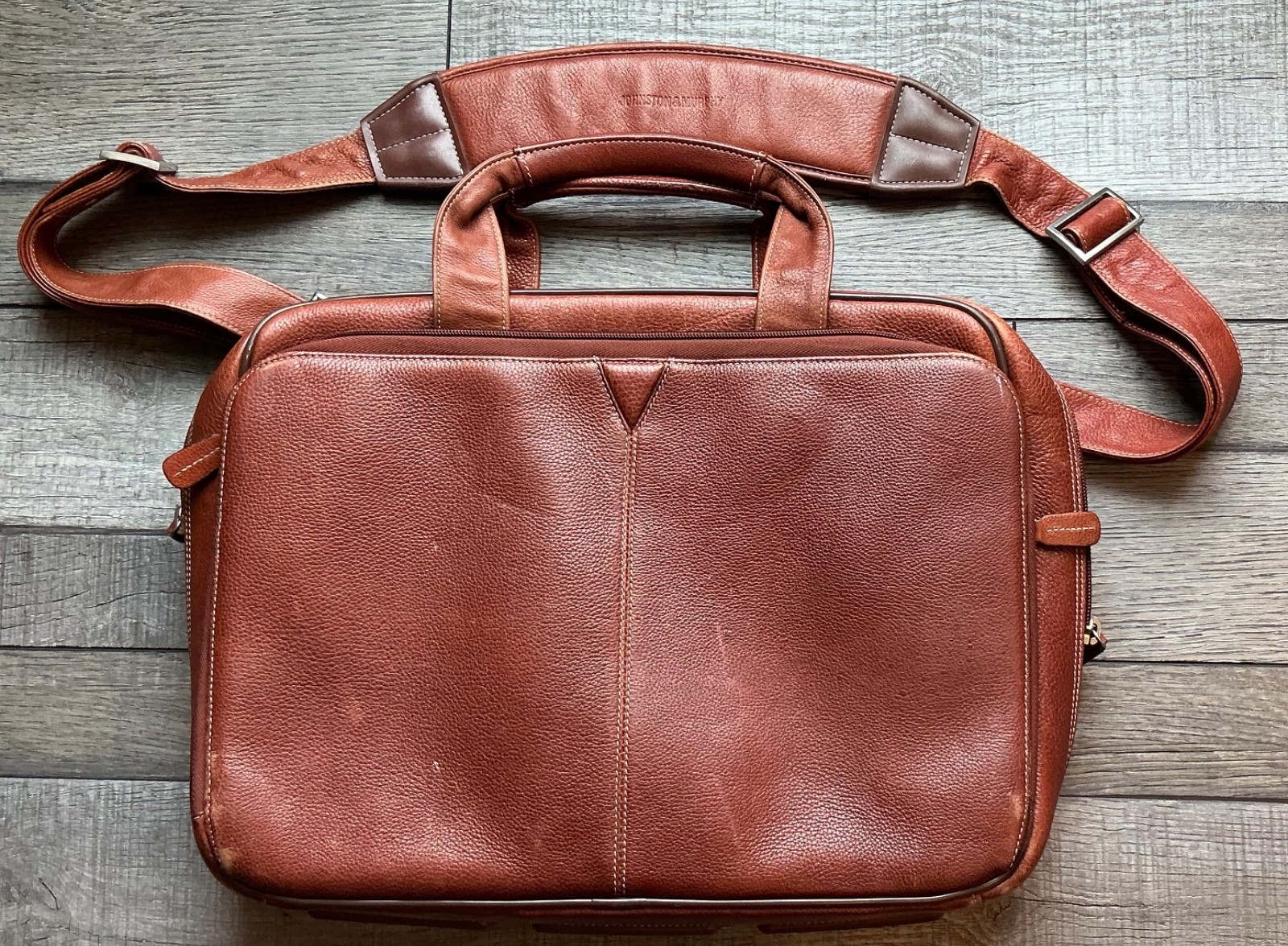 Johnston & Murphy Leather Briefcase Shoulder Bag Laptop Bag