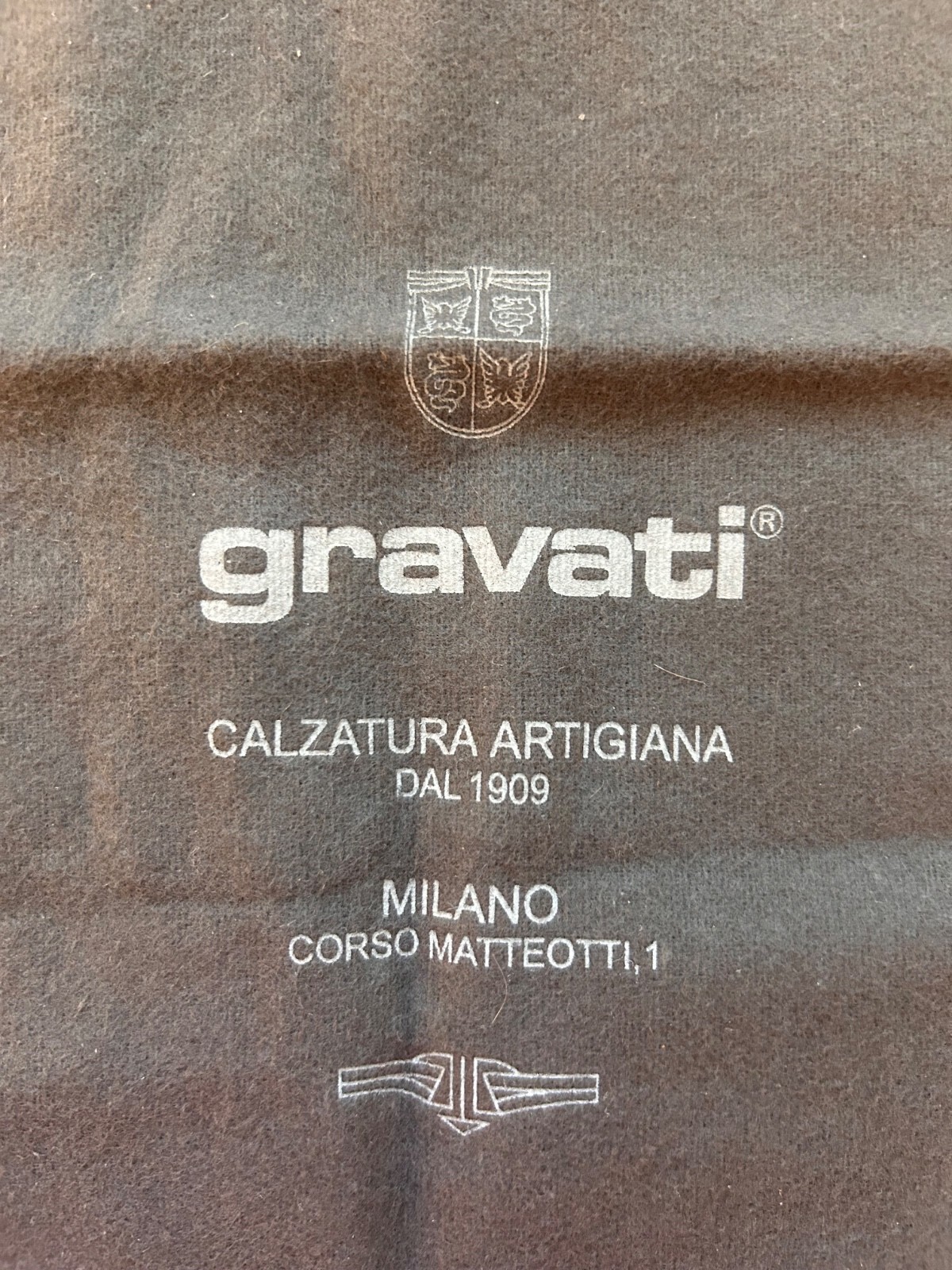 Genuine Gravati Milano Italy Men’s Gray Flannel Shoe Dust Bag