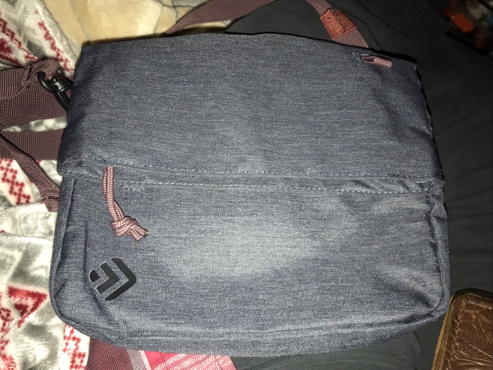 Outdoor Products M/L Cross Body/Waist Fanny Pack Bag (dark Gray / Maroon Stripes